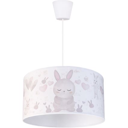 Brilagi - LED vaikiškas pakabinamas šviestuvas ant laido BOBO 1xE27/60W/230V Ø 35 cm balta/triušiai
