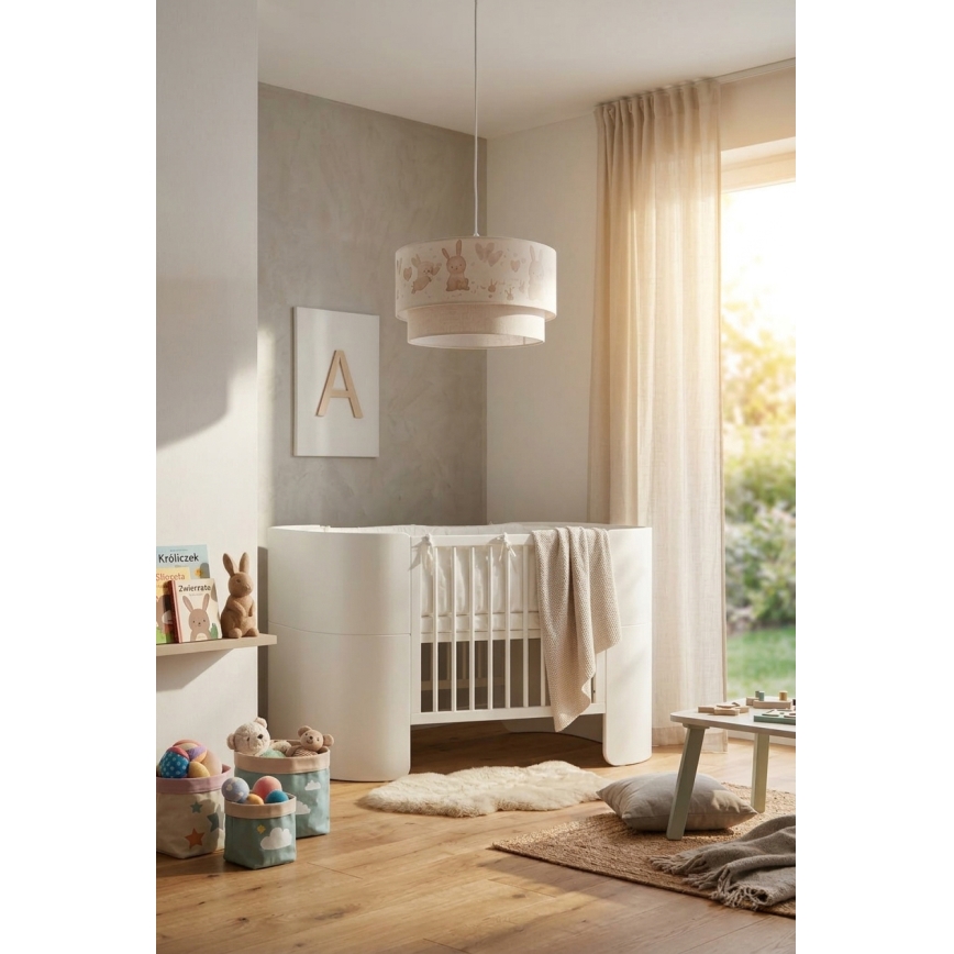 Brilagi - LED vaikiškas pakabinamas šviestuvas ant laido BOBO 1xE27/60W/230V Ø 35 cm balta/triušiai