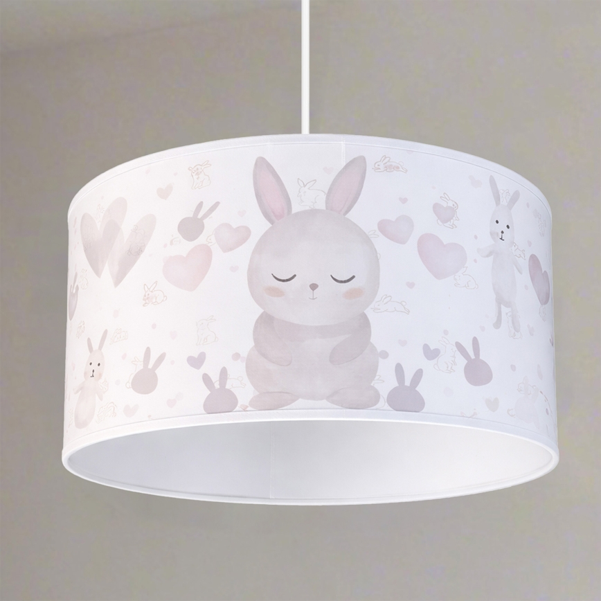 Brilagi - LED vaikiškas pakabinamas šviestuvas ant laido BOBO 1xE27/60W/230V Ø 35 cm balta/triušiai