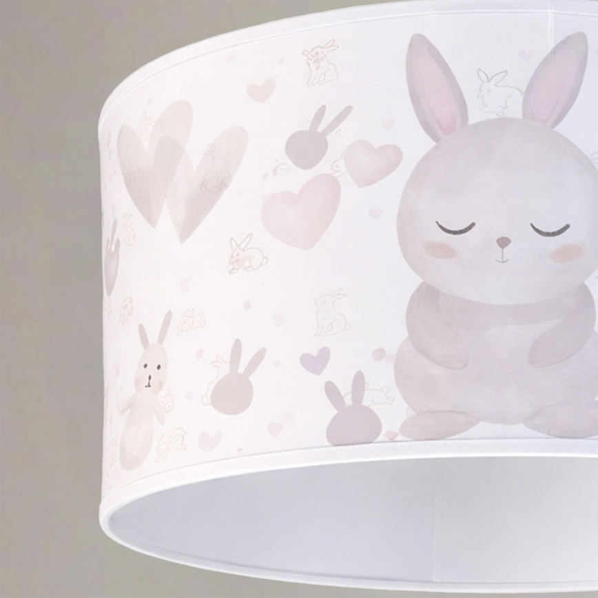 Brilagi - LED vaikiškas pakabinamas šviestuvas ant laido BOBO 1xE27/60W/230V Ø 35 cm balta/triušiai