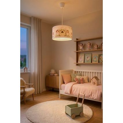 Brilagi - LED vaikiškas pakabinamas šviestuvas ant laido BOBO 1xE27/60W/230V Ø 35 cm rožinis/fėjos