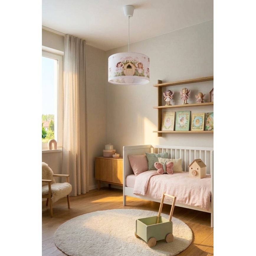 Brilagi - LED vaikiškas pakabinamas šviestuvas ant laido BOBO 1xE27/60W/230V Ø 35 cm rožinis/fėjos