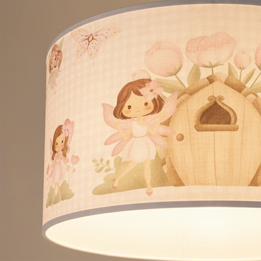 Brilagi - LED vaikiškas pakabinamas šviestuvas ant laido BOBO 1xE27/60W/230V Ø 35 cm rožinis/fėjos