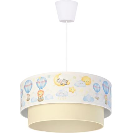 Brilagi - LED vaikiškas pakabinamas šviestuvas ant laido BOBO 1xE27/60W/230V Ø 40 cm balta/smėlio/gyvūnų motyvai