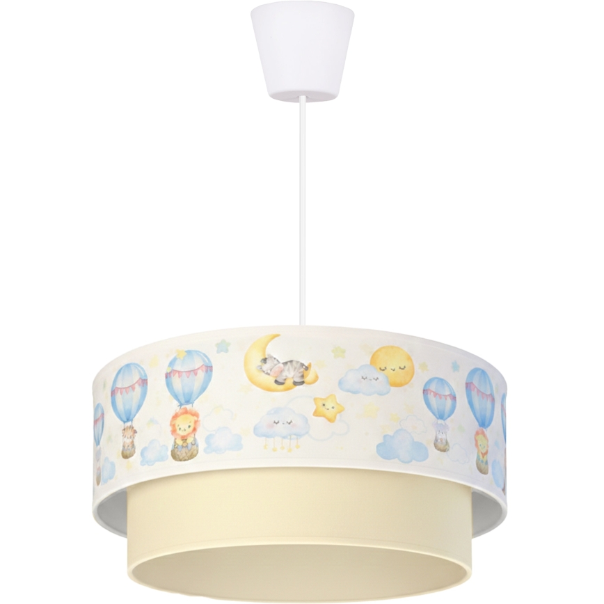 Brilagi - LED vaikiškas pakabinamas šviestuvas ant laido BOBO 1xE27/60W/230V Ø 40 cm balta/smėlio/gyvūnų motyvai