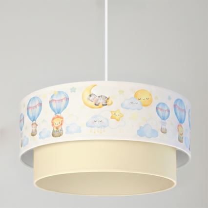 Brilagi - LED vaikiškas pakabinamas šviestuvas ant laido BOBO 1xE27/60W/230V Ø 40 cm balta/smėlio/gyvūnų motyvai