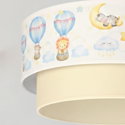 Brilagi - LED vaikiškas pakabinamas šviestuvas ant laido BOBO 1xE27/60W/230V Ø 40 cm balta/smėlio/gyvūnų motyvai