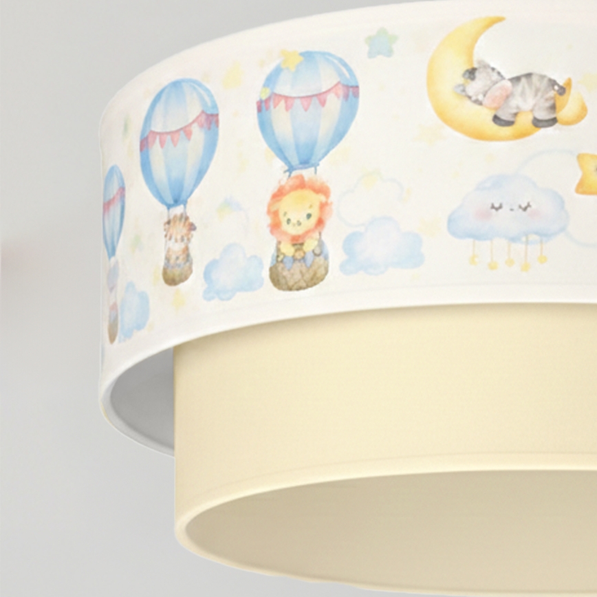 Brilagi - LED vaikiškas pakabinamas šviestuvas ant laido BOBO 1xE27/60W/230V Ø 40 cm balta/smėlio/gyvūnų motyvai
