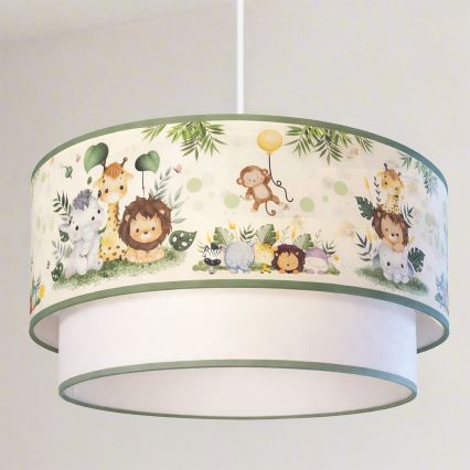 Brilagi - LED vaikiškas pakabinamas šviestuvas ant troselio BOBO 1xE27/60W/230V skersmuo 40 cm kreminė/žalia/džiunglės