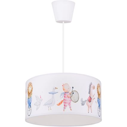 Brilagi - LED vaikiškas pakabinamas šviestuvas BOBO 1xE27/60W/230V skersmuo 35 cm balta/gyvūnėliai