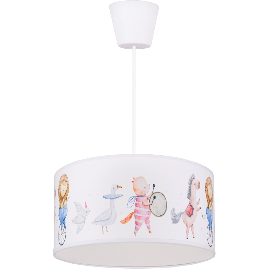 Brilagi - LED vaikiškas pakabinamas šviestuvas BOBO 1xE27/60W/230V skersmuo 35 cm balta/gyvūnėliai