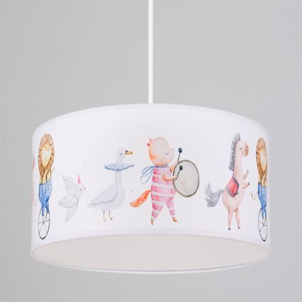 Brilagi - LED vaikiškas pakabinamas šviestuvas BOBO 1xE27/60W/230V skersmuo 35 cm balta/gyvūnėliai