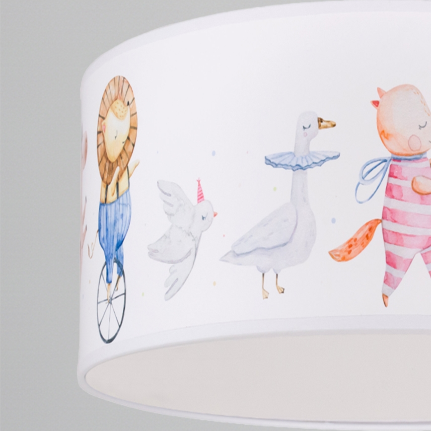 Brilagi - LED vaikiškas pakabinamas šviestuvas BOBO 1xE27/60W/230V skersmuo 35 cm balta/gyvūnėliai