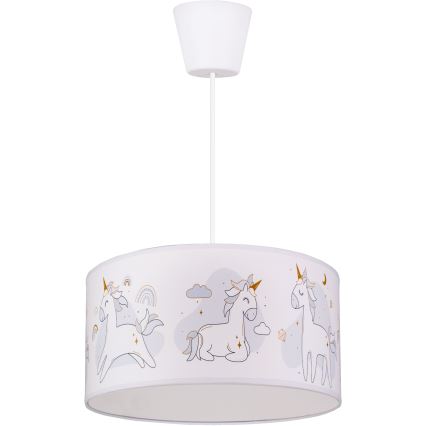 Brilagi - LED vaikiškas pakabinamas šviestuvas su laidu BOBO 1xE27/60W/230V Ø 35 cm balta/vienaragiai