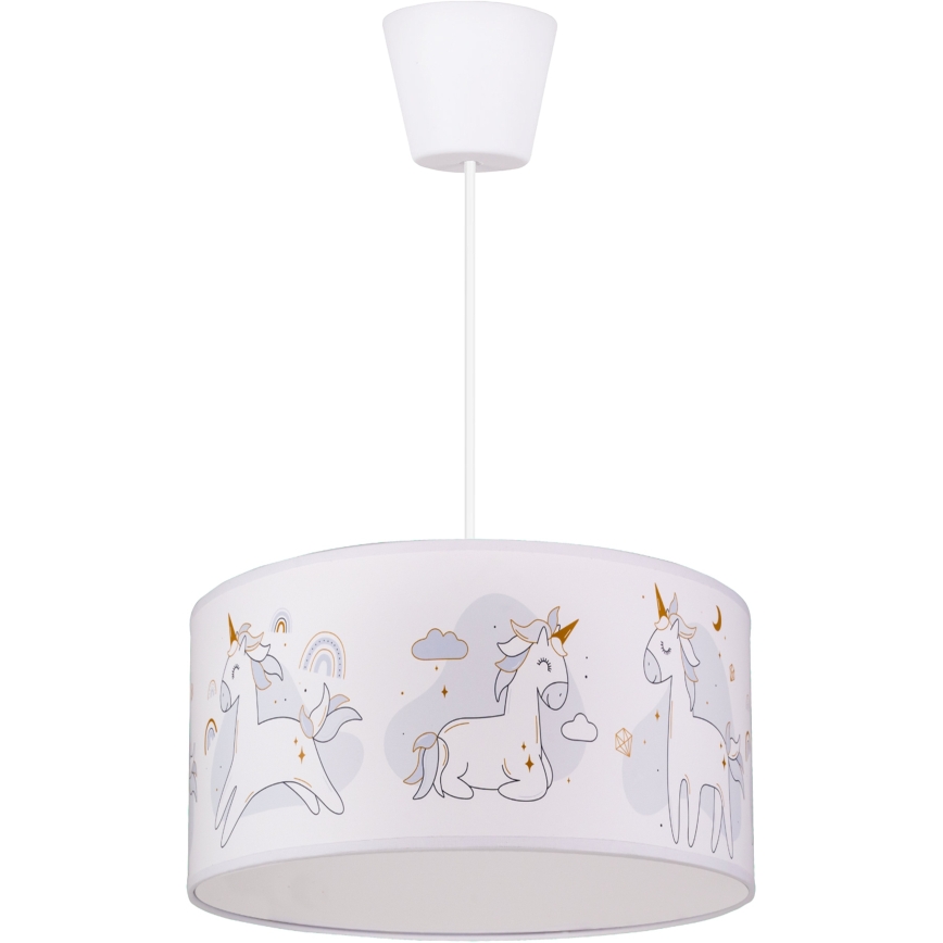 Brilagi - LED vaikiškas pakabinamas šviestuvas su laidu BOBO 1xE27/60W/230V Ø 35 cm balta/vienaragiai
