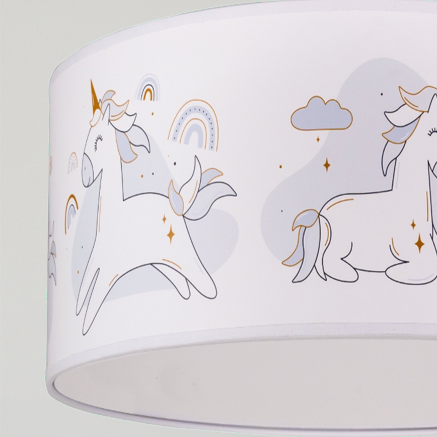 Brilagi - LED vaikiškas pakabinamas šviestuvas su laidu BOBO 1xE27/60W/230V Ø 35 cm balta/vienaragiai