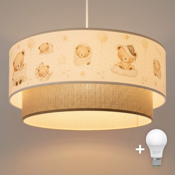 Brilagi - LED vaikiškas pakabinamas šviestuvas BOBO 1xE27/60W/230V skersmuo 40 cm balta/smėlinė/su meškiukais