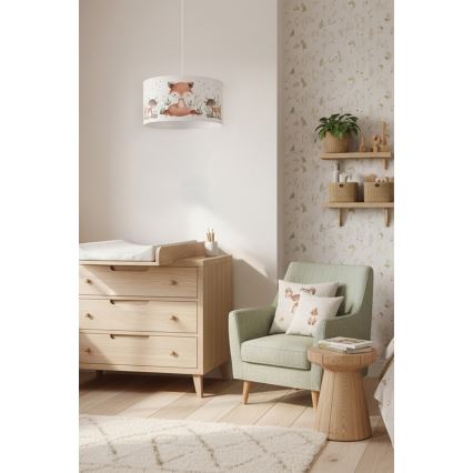 Brilagi - LED vaikiškas pakabinamas šviestuvas BOBO su laidu 1xE27/10W/230V, skersmuo 35 cm, baltas/gyvūnėlių motyvas