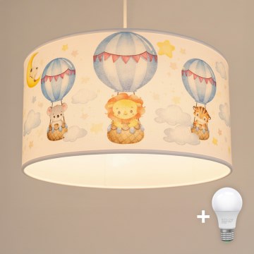 Brilagi - LED vaikiškas pakabinamas šviestuvas BOBO su laidu 1xE27/60W/230V skersmuo 35 cm balta/gyvūnėlių motyvai