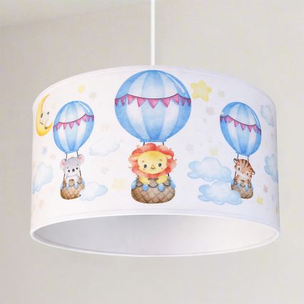 Brilagi - LED vaikiškas pakabinamas šviestuvas BOBO su laidu 1xE27/60W/230V skersmuo 35 cm balta/gyvūnėlių motyvai
