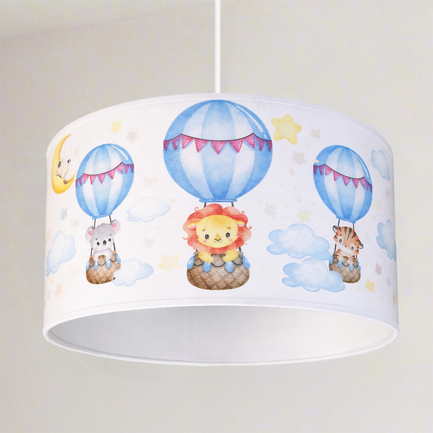 Brilagi - LED vaikiškas pakabinamas šviestuvas BOBO su laidu 1xE27/60W/230V skersmuo 35 cm balta/gyvūnėlių motyvai