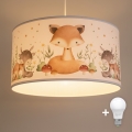 Brilagi - LED vaikiškas pakabinamas šviestuvas BOBO su laidu 1xE27/60W/230V, skersmuo 35 cm, baltas/gyvūnėlių motyvas