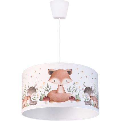 Brilagi - LED vaikiškas pakabinamas šviestuvas BOBO su laidu 1xE27/60W/230V, skersmuo 35 cm, baltas/gyvūnėlių motyvas