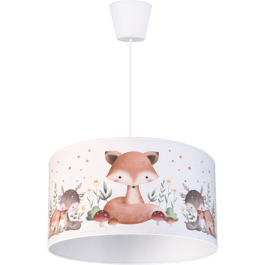 Brilagi - LED vaikiškas pakabinamas šviestuvas BOBO su laidu 1xE27/60W/230V, skersmuo 35 cm, baltas/gyvūnėlių motyvas