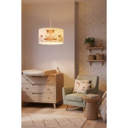 Brilagi - LED vaikiškas pakabinamas šviestuvas BOBO su laidu 1xE27/60W/230V, skersmuo 35 cm, baltas/gyvūnėlių motyvas