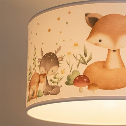 Brilagi - LED vaikiškas pakabinamas šviestuvas BOBO su laidu 1xE27/60W/230V, skersmuo 35 cm, baltas/gyvūnėlių motyvas