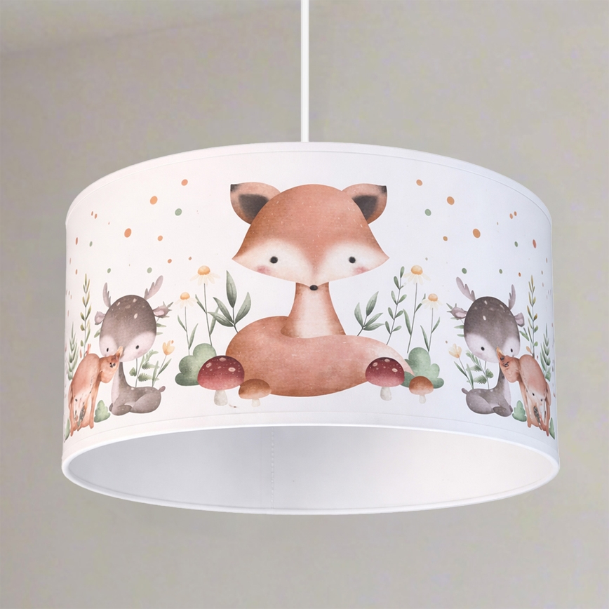 Brilagi - LED vaikiškas pakabinamas šviestuvas BOBO su laidu 1xE27/60W/230V, skersmuo 35 cm, baltas/gyvūnėlių motyvas