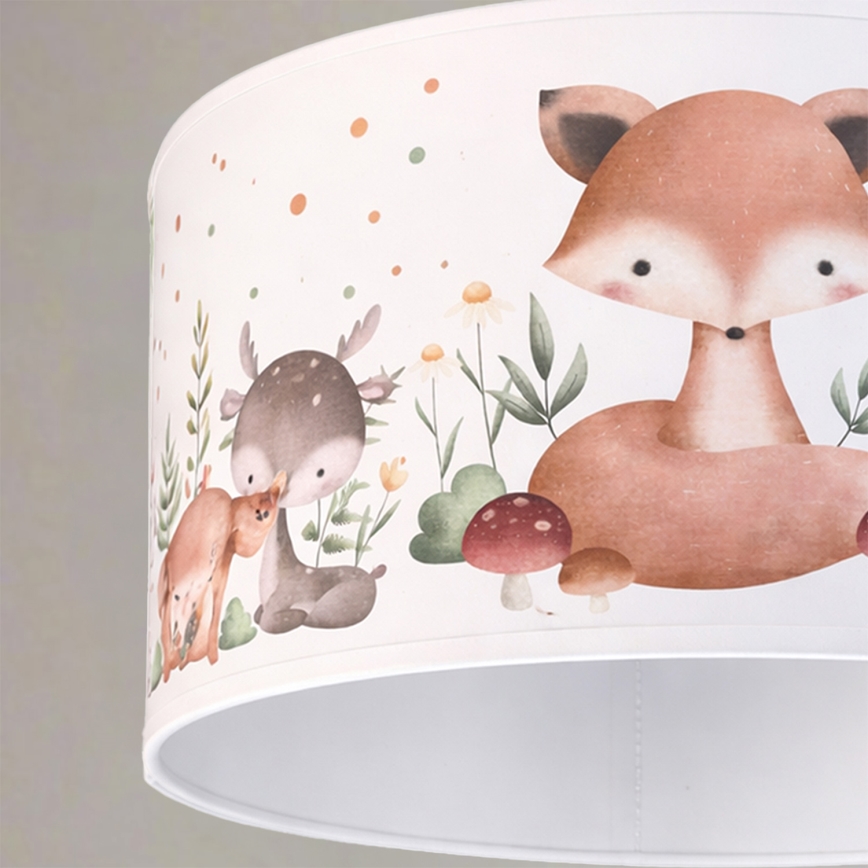 Brilagi - LED vaikiškas pakabinamas šviestuvas BOBO su laidu 1xE27/60W/230V, skersmuo 35 cm, baltas/gyvūnėlių motyvas