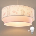 Brilagi – LED vaikiškas pakabinamas šviestuvas BOBO su laidu 1xE27/60W/230V, skersmuo 40 cm, krem./rožinė/karališka.