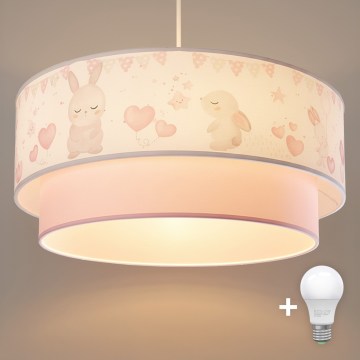 Brilagi – LED vaikiškas pakabinamas šviestuvas BOBO su laidu 1xE27/60W/230V, skersmuo 40 cm, krem./rožinė/karališka.