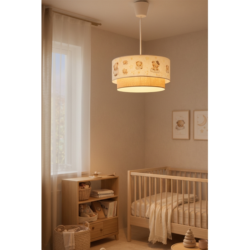 Brilagi - LED vaikiškas pakabinamas šviestuvas ant laido BOBO 1xE27/10W/230V skersm. 40 cm balta/kreminė/su meškiukais