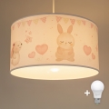 Brilagi - LED vaikiškas pakabinamas šviestuvas su laidu BOBO 1xE27/60W/230V Ø 35 cm balta/su gyvūnėlių motyvais
