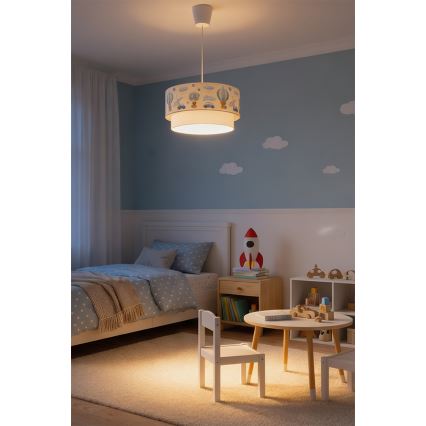 Brilagi - LED vaikų pakabinamas šviestuvas BOBO ant laido 1xE27/60W/230V skersmuo 40 cm kreminė/mėlyna/su meškiukais