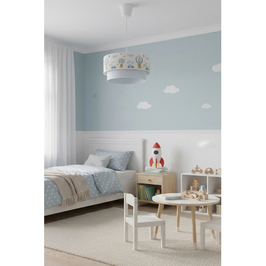 Brilagi - LED vaikų pakabinamas šviestuvas BOBO ant laido 1xE27/60W/230V skersmuo 40 cm kreminė/mėlyna/su meškiukais