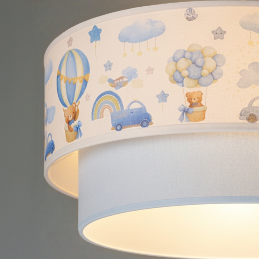 Brilagi - LED vaikų pakabinamas šviestuvas BOBO ant laido 1xE27/60W/230V skersmuo 40 cm kreminė/mėlyna/su meškiukais