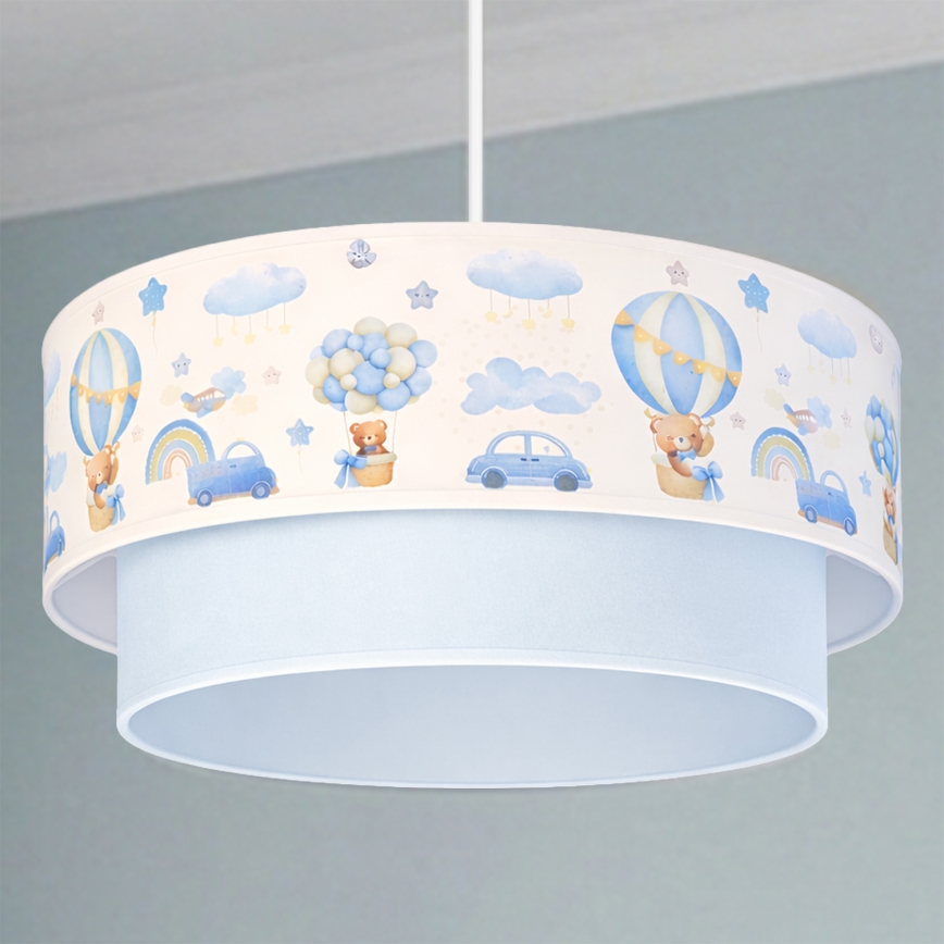 Brilagi - LED vaikų pakabinamas šviestuvas BOBO ant laido 1xE27/60W/230V skersmuo 40 cm kreminė/mėlyna/su meškiukais