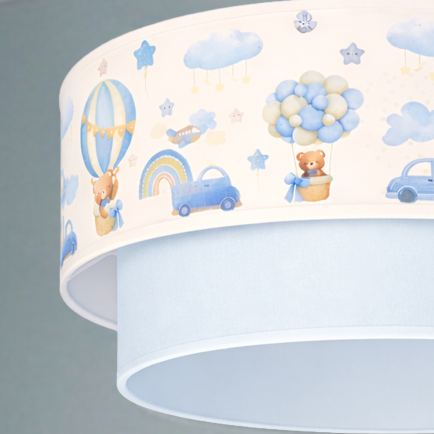 Brilagi - LED vaikų pakabinamas šviestuvas BOBO ant laido 1xE27/60W/230V skersmuo 40 cm kreminė/mėlyna/su meškiukais