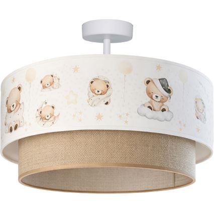 Brilagi - LED vaikiškas prigludęs šviestuvas BOBO 1xE27/60W/230V Ø 40 cm baltas/kreminis/su meškiukais