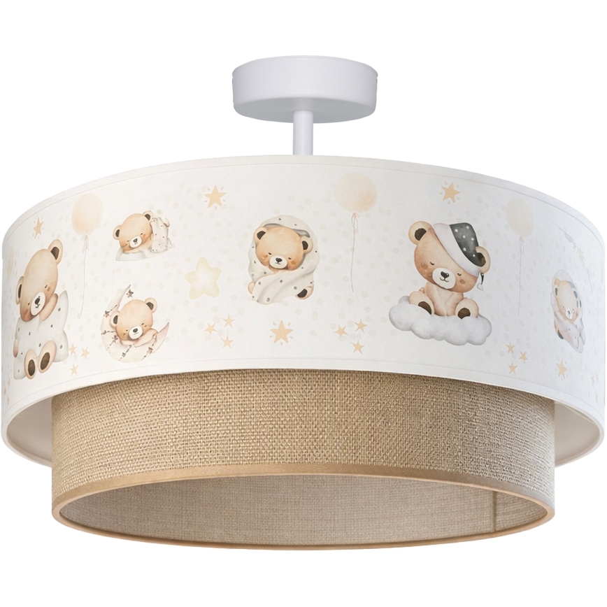 Brilagi - LED vaikiškas prigludęs šviestuvas BOBO 1xE27/60W/230V Ø 40 cm baltas/kreminis/su meškiukais