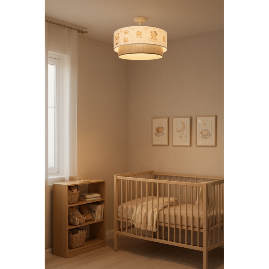 Brilagi - LED vaikiškas prigludęs šviestuvas BOBO 1xE27/60W/230V Ø 40 cm baltas/kreminis/su meškiukais
