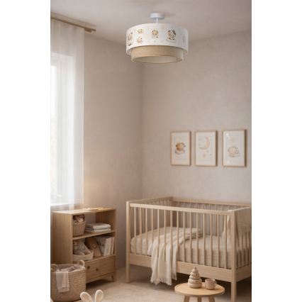 Brilagi - LED vaikiškas prigludęs šviestuvas BOBO 1xE27/60W/230V Ø 40 cm baltas/kreminis/su meškiukais