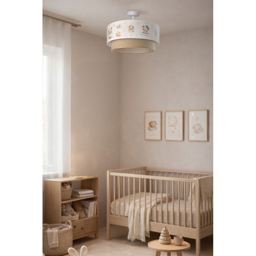 Brilagi - LED vaikiškas prigludęs šviestuvas BOBO 1xE27/60W/230V Ø 40 cm baltas/kreminis/su meškiukais
