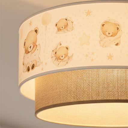 Brilagi - LED vaikiškas prigludęs šviestuvas BOBO 1xE27/60W/230V Ø 40 cm baltas/kreminis/su meškiukais