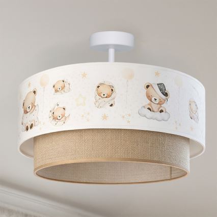 Brilagi - LED vaikiškas prigludęs šviestuvas BOBO 1xE27/60W/230V Ø 40 cm baltas/kreminis/su meškiukais