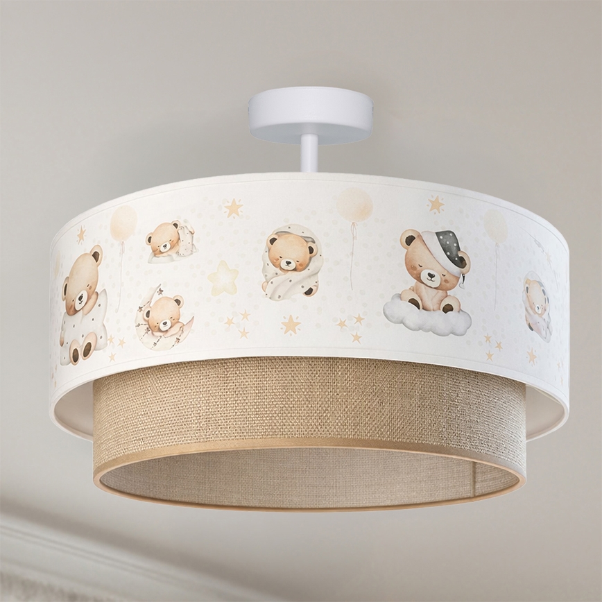 Brilagi - LED vaikiškas prigludęs šviestuvas BOBO 1xE27/60W/230V Ø 40 cm baltas/kreminis/su meškiukais