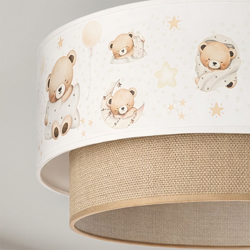 Brilagi - LED vaikiškas prigludęs šviestuvas BOBO 1xE27/60W/230V Ø 40 cm baltas/kreminis/su meškiukais